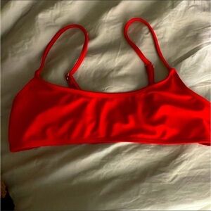 Boohoo red bikini top! Thin with silver claps in back. WORN ONCE!